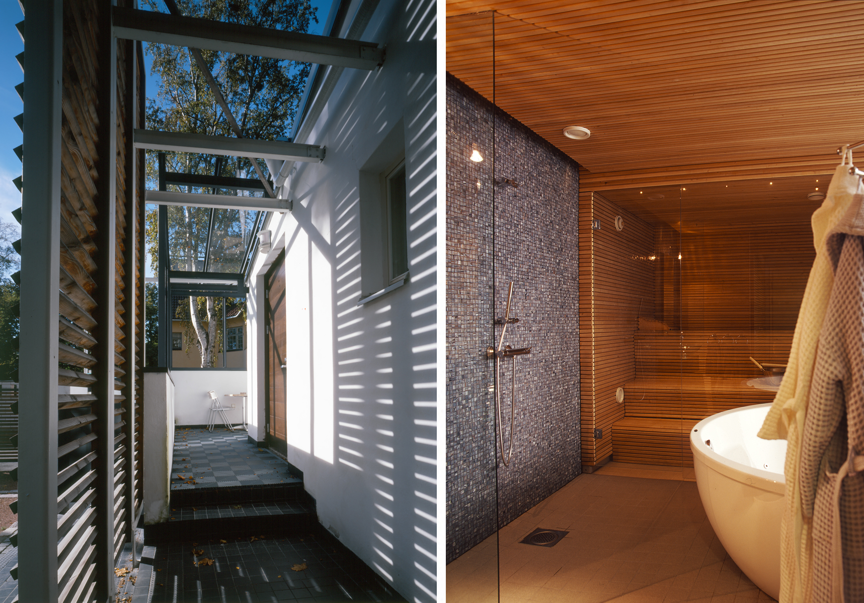Sisäänkäyntiterassi ja sauna